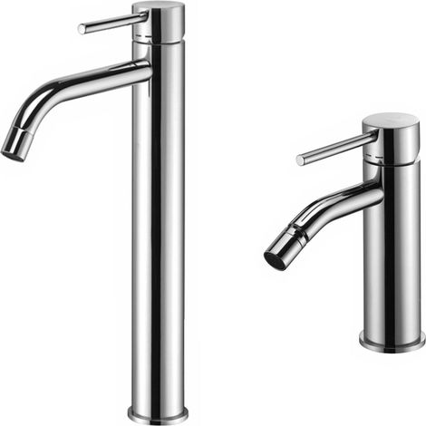 Set miscelatore lavabo alto e bidet senza piletta di scarico colore cromo Paffoni Light KITLIG4CR