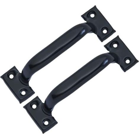 Lot de 2 poignées de porte de grange vintage pour armoires de cuisine, entraxe des trous : 101 mm, fer noir (1/4)