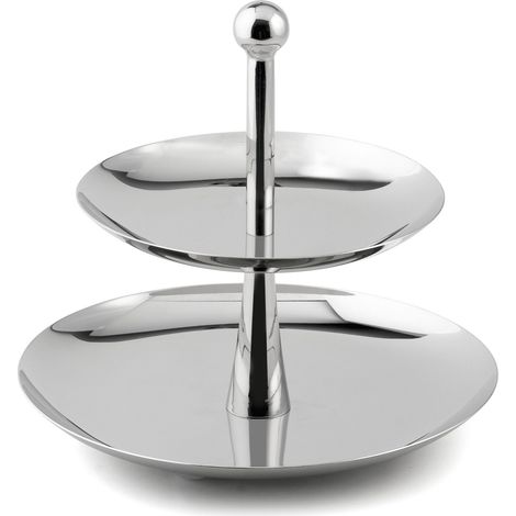 Étagère avec 2 Coupes Acier Inoxydable Argent 23 x 22 x 23 cm