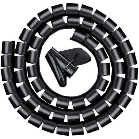 Goulotte de câbles 3,0 m, gaine spiralée flexible pour bureau, gaine spiralée pour câble de 20 mm, noire (1/5)