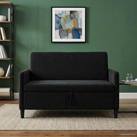 vidaXL Sofá con almacenamiento Negro 122 x 78 x 87 cm Poliéster (1/5)