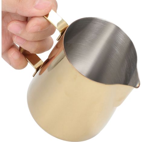 Pichet à latte art en acier inoxydable 304 de style japonais, tasse à mousser le lait, mousseur à lait à filtre, ensemble à café, 350 ml, plaqué or avec graduations - 304 (1/5)