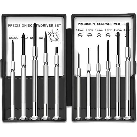 Tournevis de Précision,11PCS Kit D'outils D'horloger Petit Tournevis de Précision Set de Tournevis Lunettes pour Réparation de Montres Lunettes D'ordinateur Electroniques (1/5)
