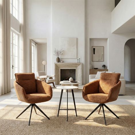 Ensemble de fauteuils, avec coussins et dossiers en velours, adaptés aux bureaux à domicile, chambres et bureaux (2 chaises, caramel) (1/5)