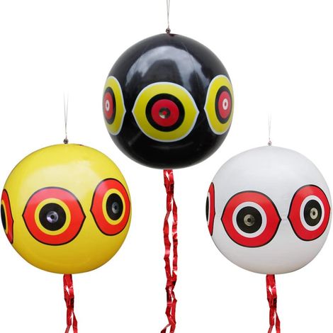 Lot de 3 ballons anti-oiseaux de 61 cm (24 pouces) avec yeux effrayants - Effrayez les oiseaux du jardin et éloignez les canards de la piscine