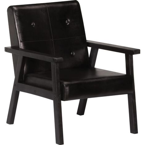 Fauteuil Noir Cuir véritable 4 (1/5)