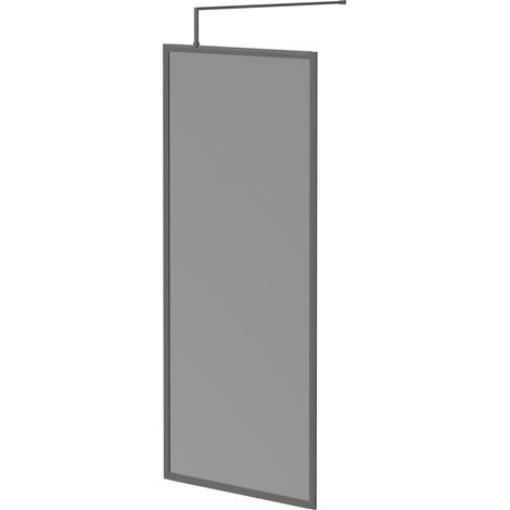 Colore 8mm Smoked Glass Gunmetal Grey 1950mm x 900mm Fully Framed Walk In Shower Screen including Wall Channel and Support Bar (1/5)