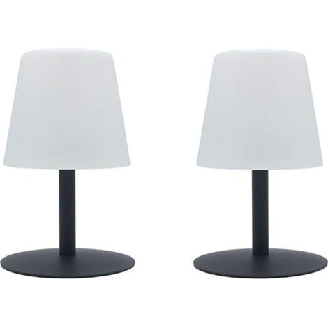 Lumisky – Lot de 2 lampes à poser sans fil TWINS – Abat-jour en polyéthylène 10cm – Certifiées IP44 pour intérieur et extérieur – Autonomie 12h