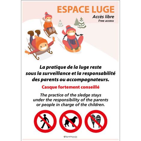 PANNEAU CONSIGNES ESPACE LUGE (E0664) - Adhésif - 150 x 210 mm