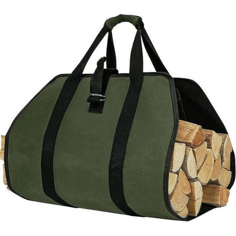 Sac Transport Buches - Tissu Oxford Résistant à l'Eau - Pour Cheminée ou Poêle à Bois - Capacité 20 L - Jaune - 1 Pièce (1/5)