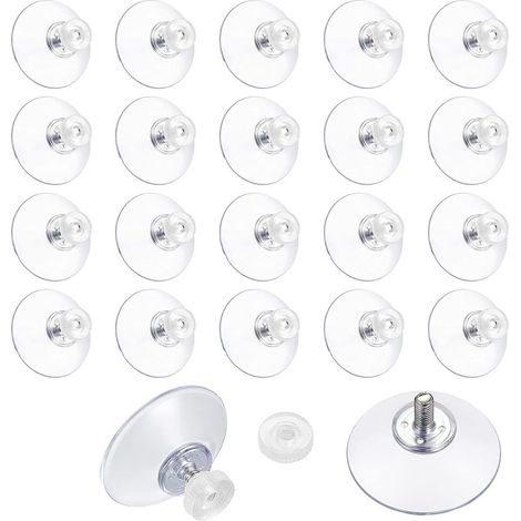 QAZQA Lot de 22 Ventouse Filetée Ventouses avec Filetage, M4 M5 Ventouse en Plastique PVC Suspension Ventouse Transparente pour Voiture,Camping (1/5)