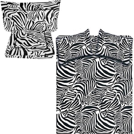 TrAdE Shop Traesio - Completo Letto Matrimoniale In Cotone 100% Zebrato 240x280cm Coperta Termica - (1/2)