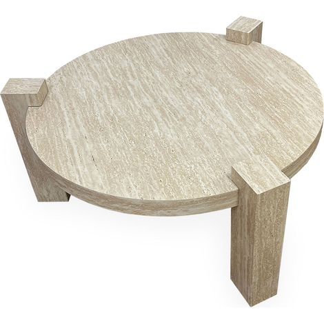 Table Basse Effet Travertin "Terry" 84cm Beige (1/5)