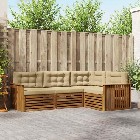 vidaXL Outdoor-Sofagarnitur mit Kissen 4 pcs Natur und Beige (1/5)