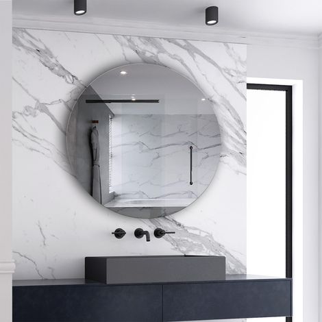 Biubiubath 80cm Round Bathroom Mirror Wall Mounted Mirror with HD Silver Glass Vertiacal IP44 Rated (1/4)