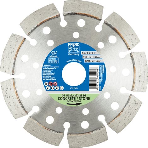 PFERD TOOLS Diamant-Trennscheibe DS 115x2,4x22,23 mm SG für schnelles Trennen von Stein und Beton (1/4)