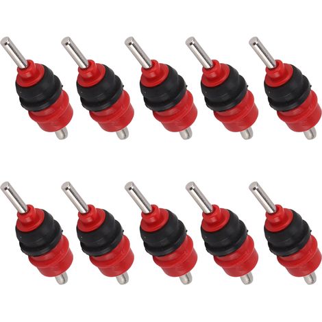 Lot de 10 abreuvoirs automatiques à tétine pour volailles (poulets, canards, poules) avec bille en acier rouge, rotation à 360°. (1/5)