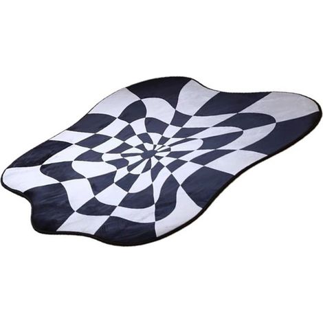 Tapis confortable et doux à blocs de couleurs, style créatif et irrégulier, pour chambre, salon ou balcon, blanc et noir, 60 x 60 cm / 23,62 x 23,62 pouces