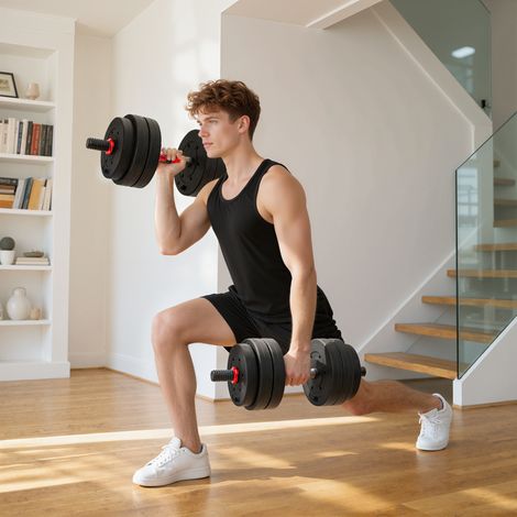 Juego de Mancuernas de 25 kg 2 en 1 de Dumbbell con Barras Conexión y Barra de Extensión Entrenamiento de Fuerza y Levantamiento de Pesas Negro (1/5)