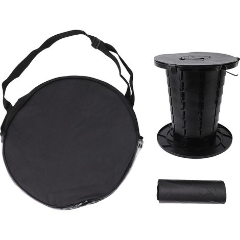 Toilettes portables rétractables pour Camping, plastique, hauteur réglable, pliable, voyage, adultes et enfants, utilisation d'urgence, noir (1/5)