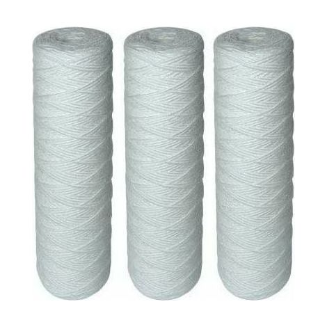 Lot de 4 cartouches filtrantes bobinées pour filtre à eau Filtration des sédiments jusqu’à 25 microns Standard 10" Préfiltration pour eau domestique (1/4)