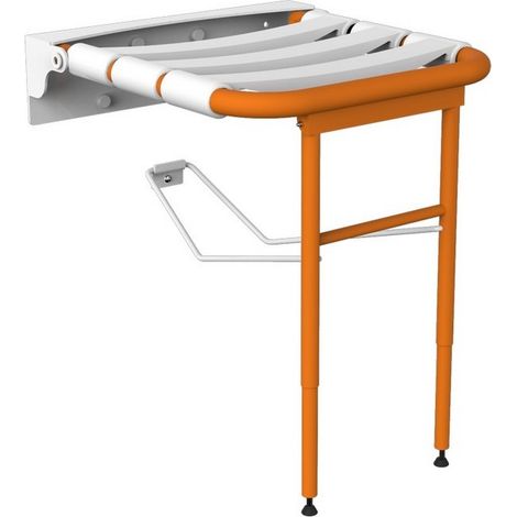 Sedile per doccia ribaltabile con rinforzo a terra, arancio (1/3)