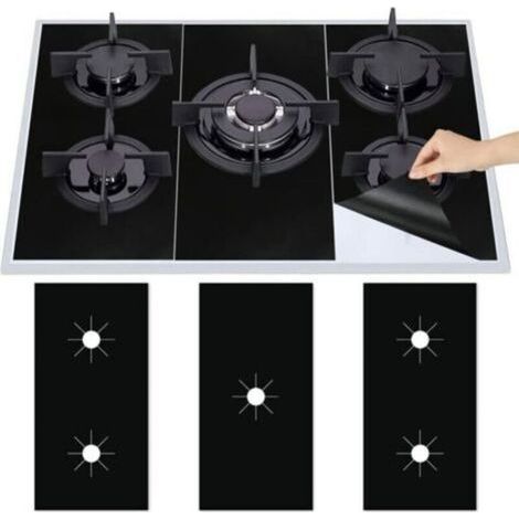 Pair 3Pcs Plaque de Cuisson à Gaz Protection en Téflon, Tapis de Cuisinière à Gaziniere Gaz Réutilisables, Protection d'écran Anti-adhésif, Nettoyage Rapide