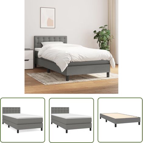 The Living Store Boxspringbett mit Matratze Dunkelgrau 90x200 cm Stoff - Boxspringbett - Doppelbett - Bettenrahmen - Matratze - Nachttisch (1/5)