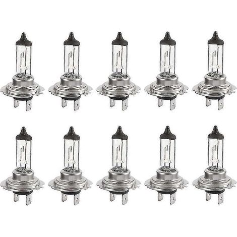 Lot de 10 ampoules halogènes xénon H7 12 V 55 W ultra-lumineuses et longue durée de vie pour feux de croisement et de route (1/4)
