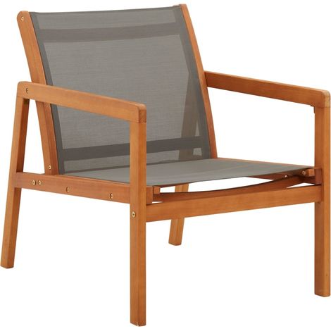 Garden Chair  Grey, Natural  Solid eucalyptus wood, Textilene vidaXL