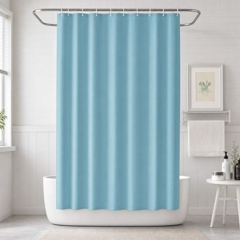Rideau Douche 180 x 180 cm PEVA - Rideau de Salle de Bain Etanche Uni qui Bloque les Eclaboussures, Seche Vite, Lavable a la Main (1/4)