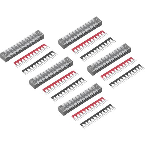 Lot de 5 Connecteur Bloc de Jonction 12 Positions avec Barrette de Pontage, Bande de Bornes 15A 600V (1/5)