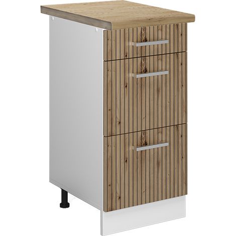 Meuble cuisine R-Line, Chêne Artisan, 40 cm avec tiroirs, PT Chêne, Vicco (1/5)