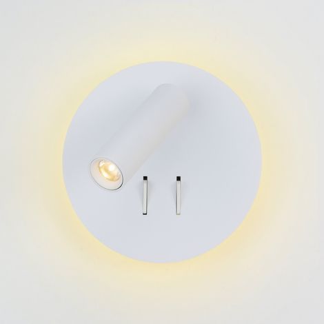 Applique murale blanche avec spot lecture 3W et lumière 6W 15cm