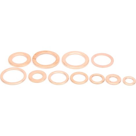 Jeu de 300 rondelles en cuivre rouge, joint plat métallique M5 à M16, kit de visserie assorti pour bricolage et réparation. (1/5)