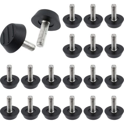 Pieds de nivellement réglables M6 pour meubles (conviennent aux tables, chaises, armoires, tabourets de bar, etc., d'intérieur et d'extérieur) – Noir – Lot de 20 (1/5)