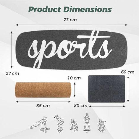 Améliorer Coordination et Gainage Planche d'Équilibre Bois avec Rouleau Liège Surface Antidérapante (1/5)