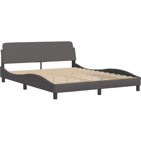 vidaXL Cadre de lit Dover gris 160x200 cm similicuir (1/5)