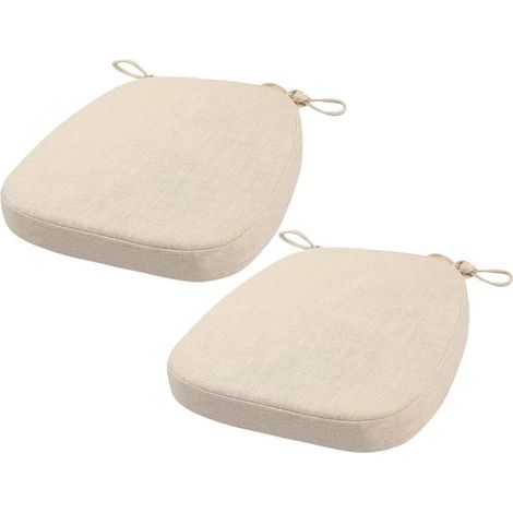Coussin de Chaise avec Sangles Amovible, Lavable, Double antidérapant Haute élasticité(40X38X33CM(5CM),Blanc,2 pièces) (1/5)