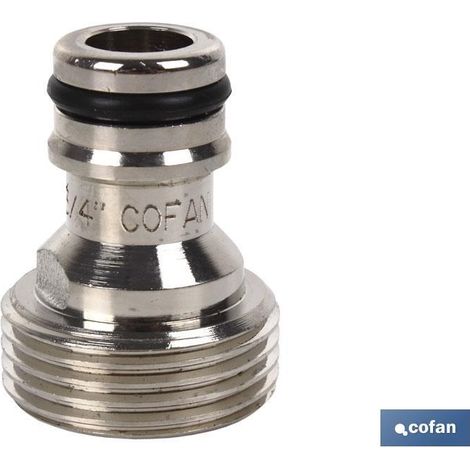 COFAN adaptador latón rosca macho 3/4 , Adaptador de latón con rosca macho y medidas disponibles de 1/2, 3/4 y 1 pulgadas. Este accesorio es totalmente válido para ser utilizado en