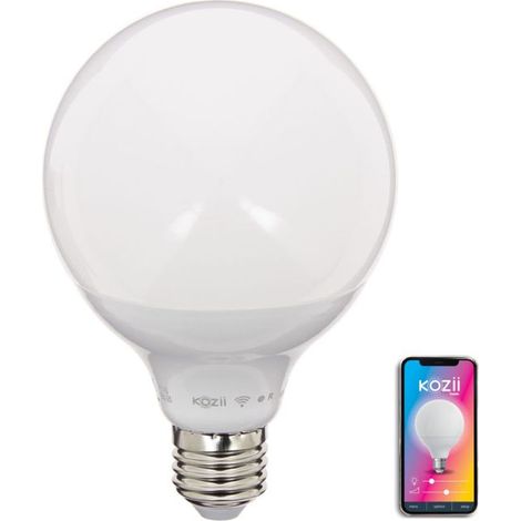 Ampoule LED connectée E27 1521 lumens G95 – Éclairage blanc chaud/froid et couleurs RGB – Installation facile – KE1500BRVBCCT – Kozii (1/9)