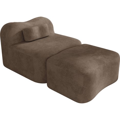 Divano modulare senza struttura con pouf, velluto marrone, 96 x 167 x 70 cm (1/5)