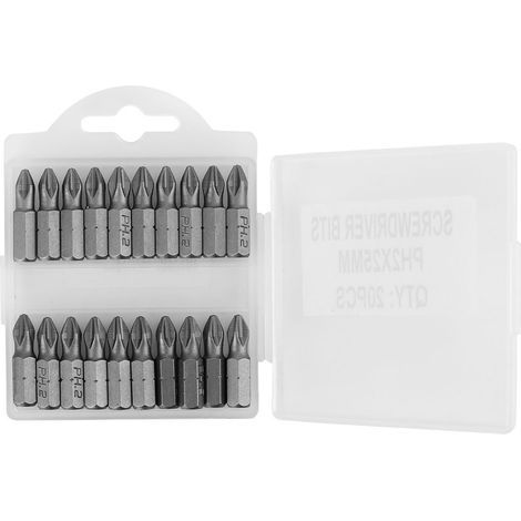 Packung mit 20 magnetischen PH2 25mm Kreuzschlitzbits aus rutschfestem S2-Stahl für elektrische Schraubendreher (1/5)