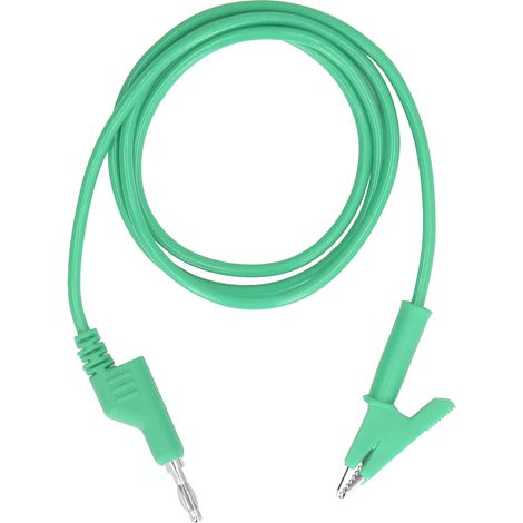 Câble de test électrique flexible avec pinces crocodile et fiches banane 4mm, vert pour diagnostics. Réf. J.70035‑1 (1/5)