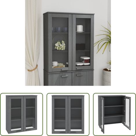 vidaXL Holzsideboard - Highboard-Oberteil HAMAR Dunkelgrau 85x35x100 cm Massivholz (1/5)