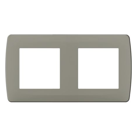 Plaque de finition 2 postes - Entraxe 71mm - Blanche - ESPRIT Couleur Taupe