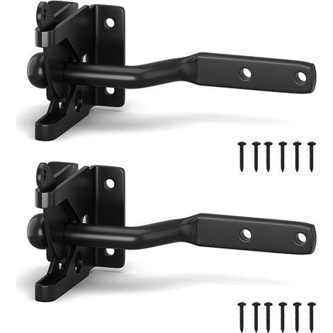 Verrou de Porte Noir,2 Pièce Verrou de Portail Exterieur Verrouillage Automatique Loquet de Porte Acier Carbone Loquet de Portail avec Vis pour Clôture Porte de Jardin Portail en Bois (1/5)
