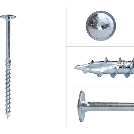 Vis à tête disque galvanisée 10.0 x 160 mm Torx 40 - Boîte 50 (1/2)