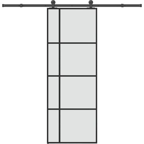 Schiebetür mit Beschlag 76x205 cm ESG-Glas & Aluminium