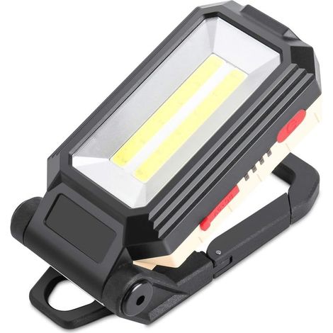 Projecteur de chantier LED rechargeable avec base magnétique et crochet de suspension,4 modes de luminosité,lampe d'inspection réglable à 180 ° pour réparation de camping et de secours (1/5)